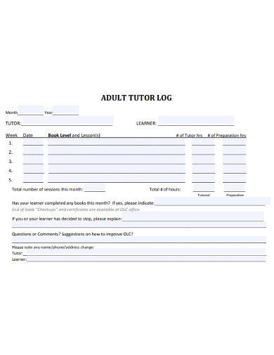 adult tutor log