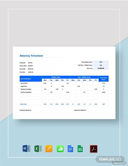 attorney timesheet template