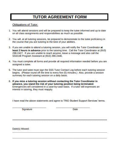 basic tutor agreement form