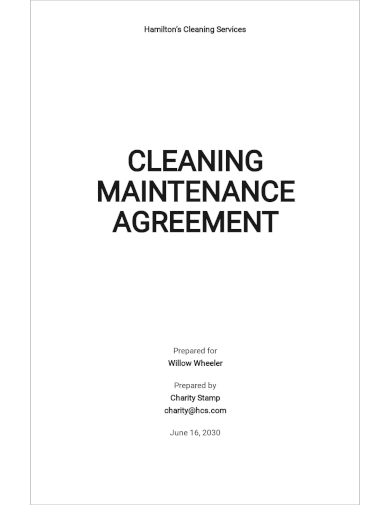cleaning maintenance agreement template