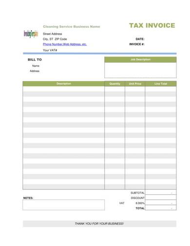 cleaning service invoice template