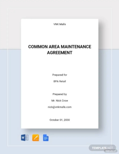 common area maintenance agreement template