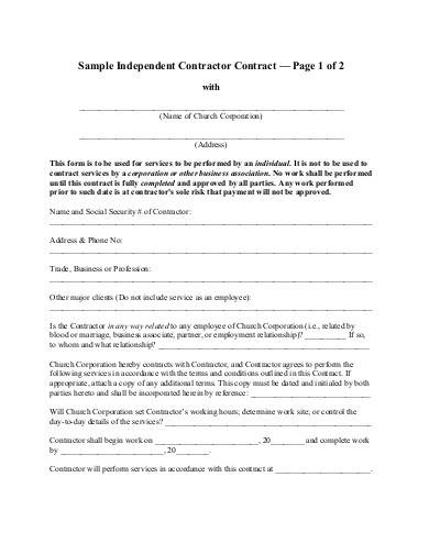 contractor contract template