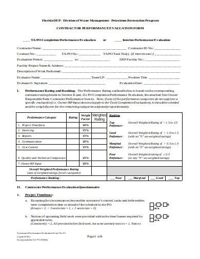 contractor performance evaluation form1