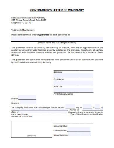 Construction Warranty Template Free PRINTABLE TEMPLATES