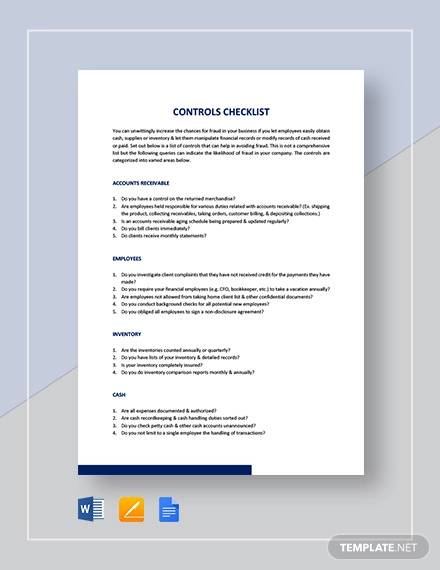 control checklist template