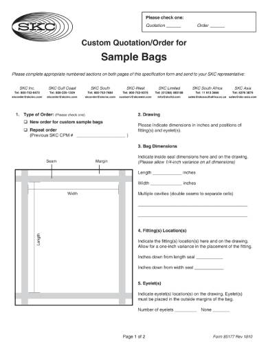 custom bags business quotation template