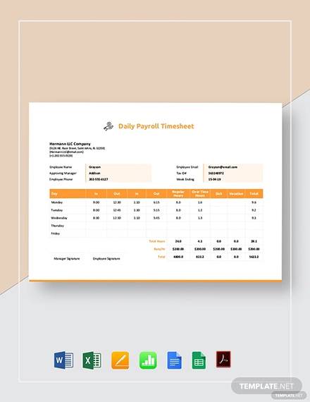 daily payroll timesheet template