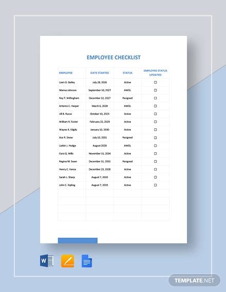 employee checklist template