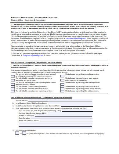 employee contractor evaluation form