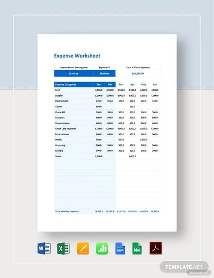 FREE 12+ Expense Worksheet Samples & Templates in PSD | PDF