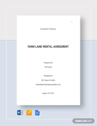 farm land rental agreement template