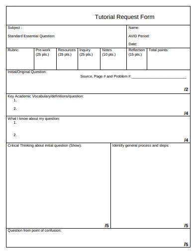 formal tutorial request form