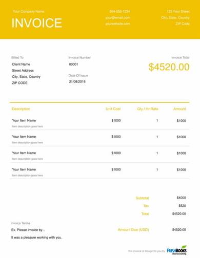 free event planner invoice template