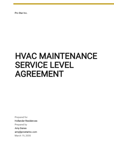 free hvac maintenance service level agreement template