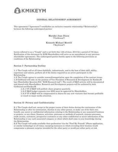 general relationship agreement template