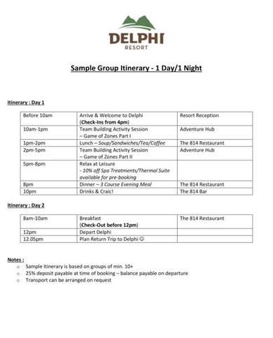 group travel itinerary planner template