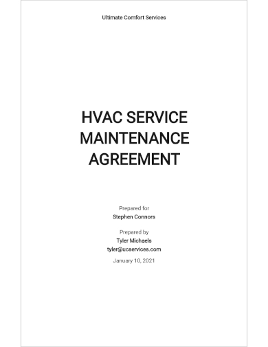hvac service maintenance agreement template