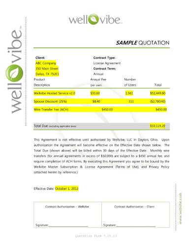 health and wellness quotation template