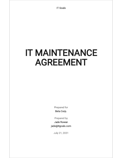 it maintenance agreement template
