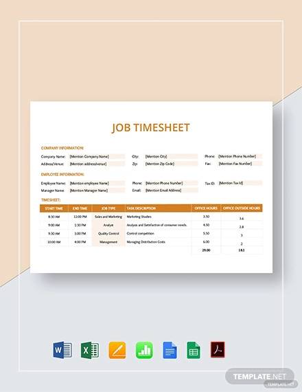 job timesheet template