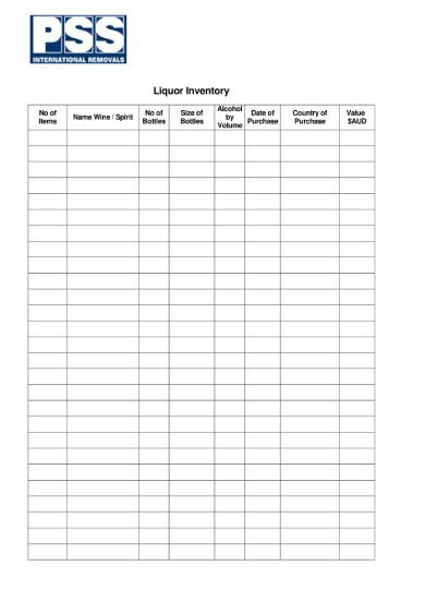 liquor inventory report template