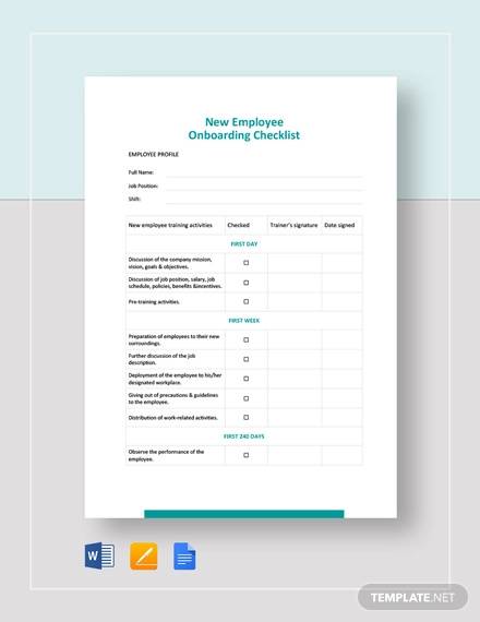 new employee onboarding checklist template