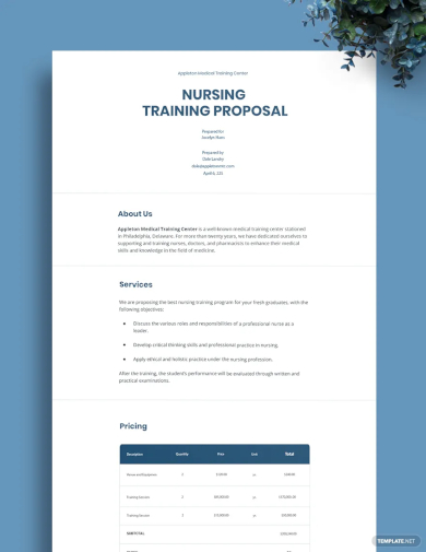 nursing training proposal template