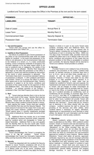 office lease agreement template