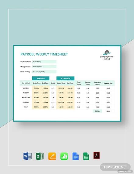 payroll weekly timesheet template