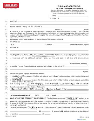 residential land purchase agreement template