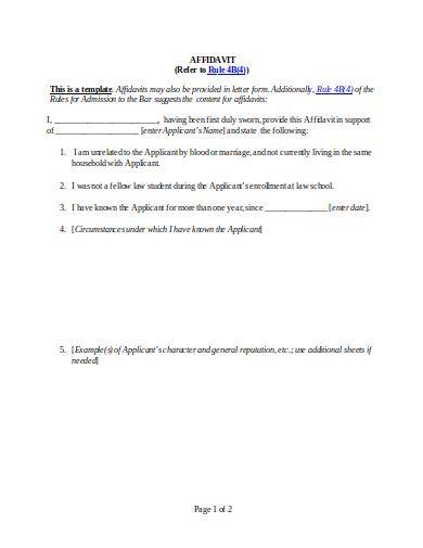 sample affidavit template