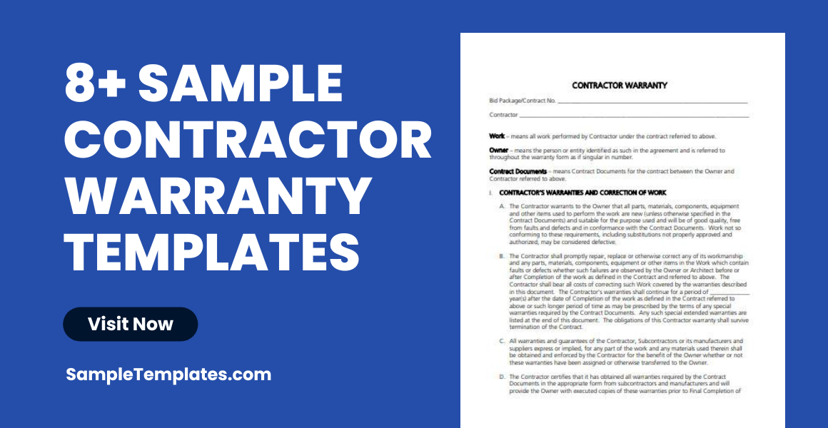 sample contractor warranty templates