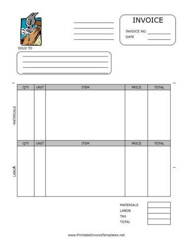 sample home repair invoice template