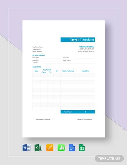 sample payroll timesheet template