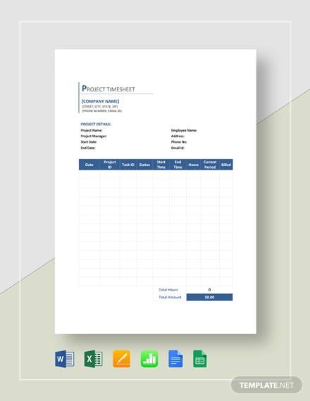 sample project timesheet template