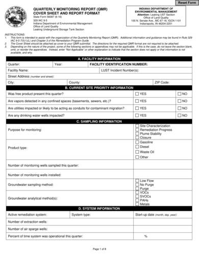 sample quarterly monitoring report form