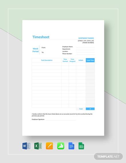 sample timesheet template