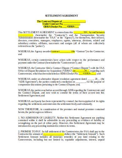 settlement agreement template for disputes