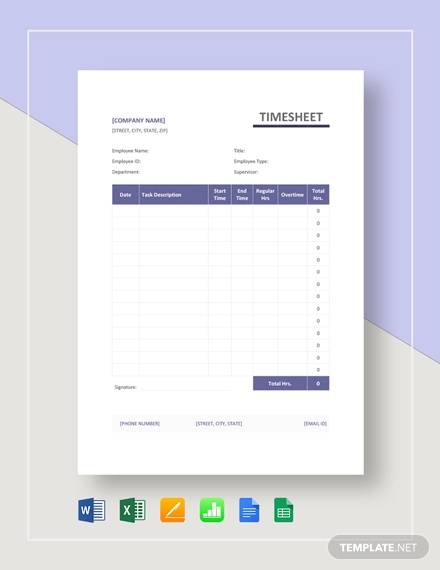 simple timesheet template