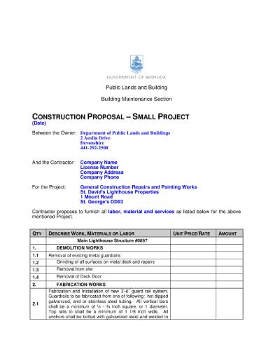 small project construction proposal sample