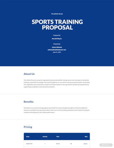 sports training proposal template