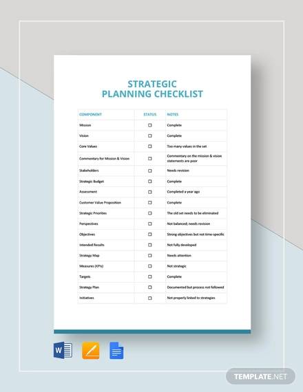 strategic planning checklist template
