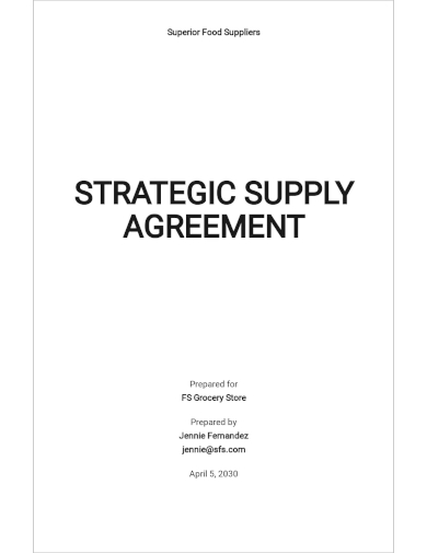 strategic supply agreement template
