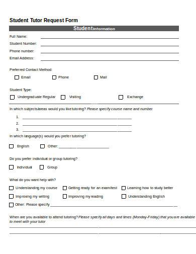 student tutor request form