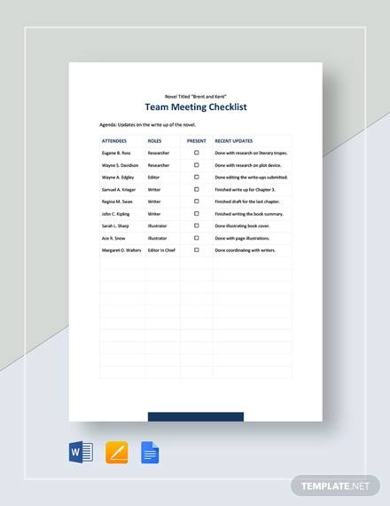 team meeting checklist template