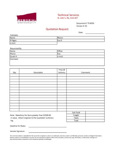 technical service quotation template