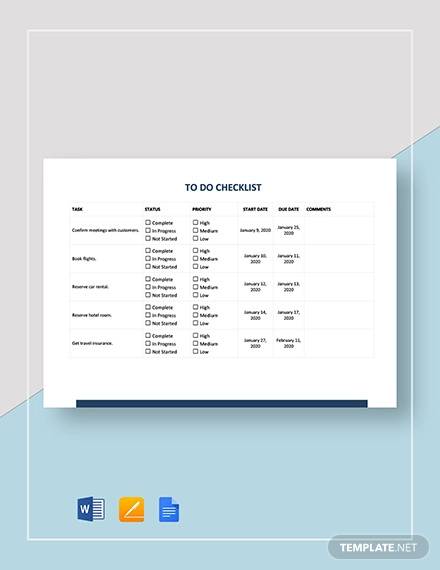 to do checklist template