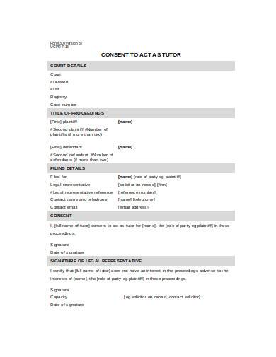 tutor consent form in doc