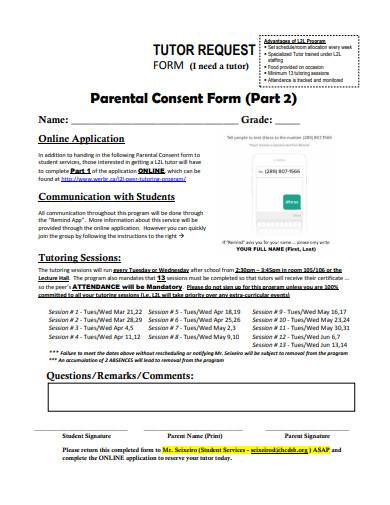 tutor consent form in pdf